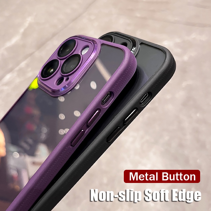 Ốp Điện Thoại Cứng Trong Suốt HD Chống Sốc Bảo Vệ Ống Kính Máy Ảnh Cho iPhone 14 13 12 Pro Max