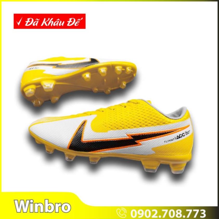Giày Đá Bóng Winbro Đế Đinh Lớn Sân Cỏ Tự Nhiên - Giày Đá Banh Đinh Móng Cao Đá Sân 11 Người Màu Vàng Siêu Bền 2021 . t