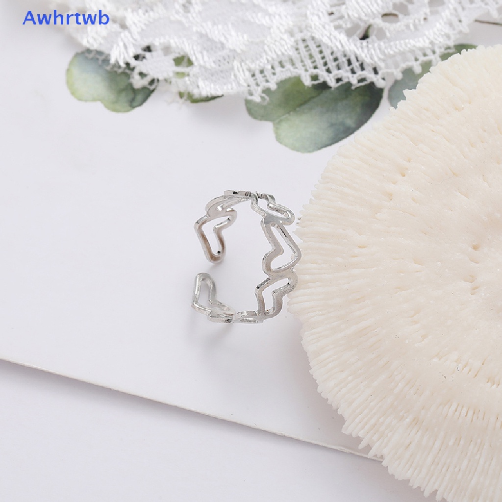 Set 2 Nhẫn Hở Họa Tiết Trái Tim Thời Trang Mới