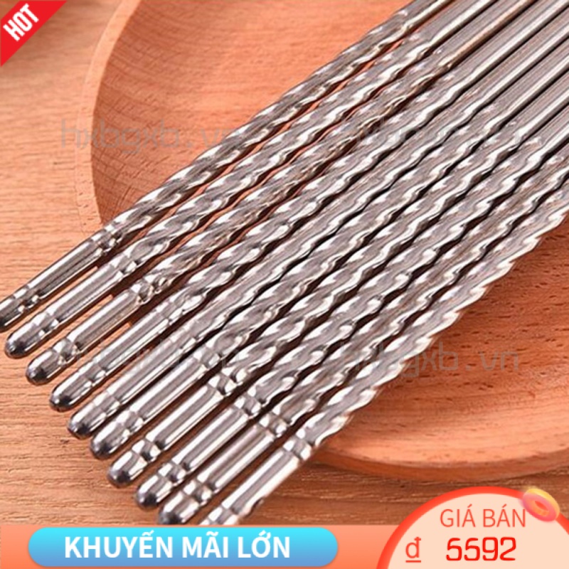 Đũa ăn bằng thép không gỉ chống trượt có thể tái sử dụng