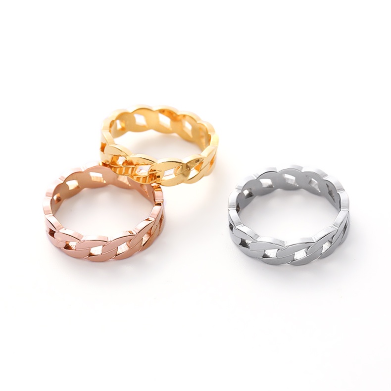 Nhẫn nữ Tittan cao cấp kiểu xích siêu đẹp, bền màu, tặng hộp đựng xinh xắn