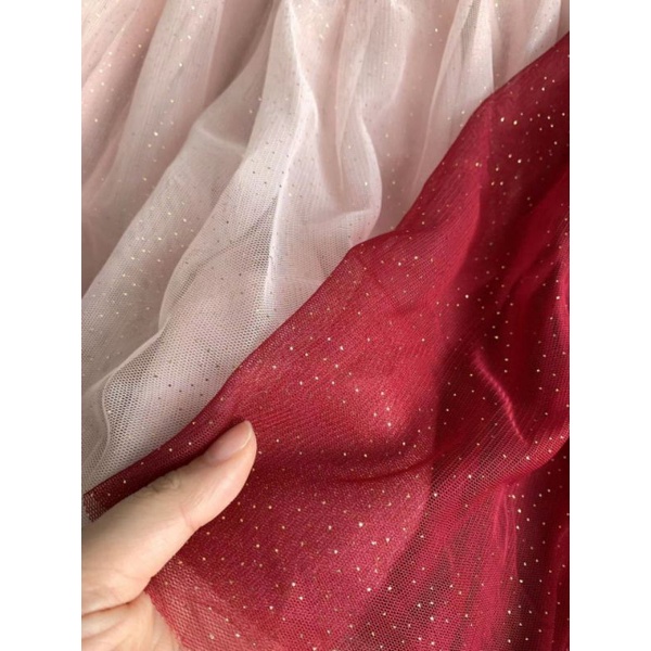 Váy bé gái thân nhung phối ren bồng dư xịn