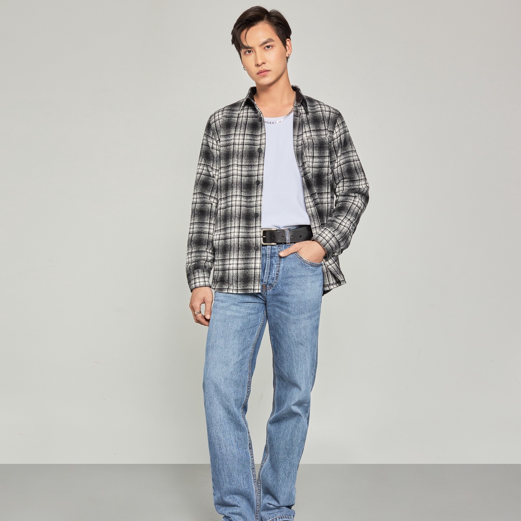 Áo sơ mi nam dày dặn kẻ đen trắng Highway (Menswear) Godrick