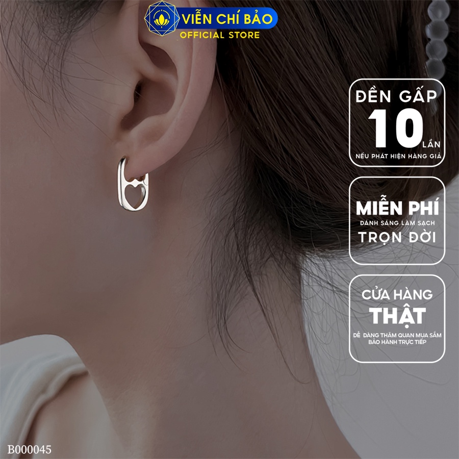 Bông tai trái tim cá tính chất liệu bạc Thái 925 thời trang phụ kiện trang sức nữ Viễn Chí Bảo B000045