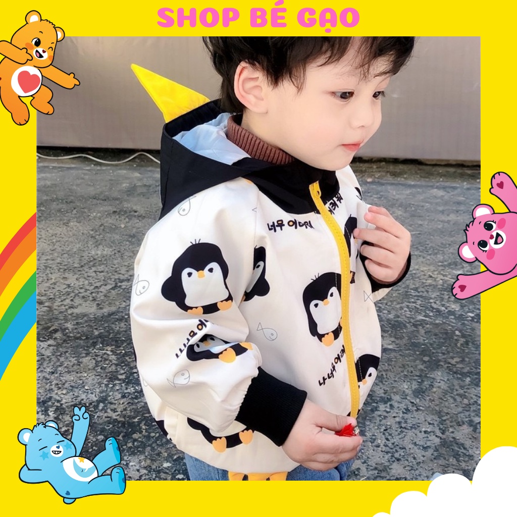Áo khoác bé gái GẠO KIDS áo khoác gió chim cánh cụt dễ thương màu sắc tươi tắn cho bé 1 2 3 4 5 tuổi