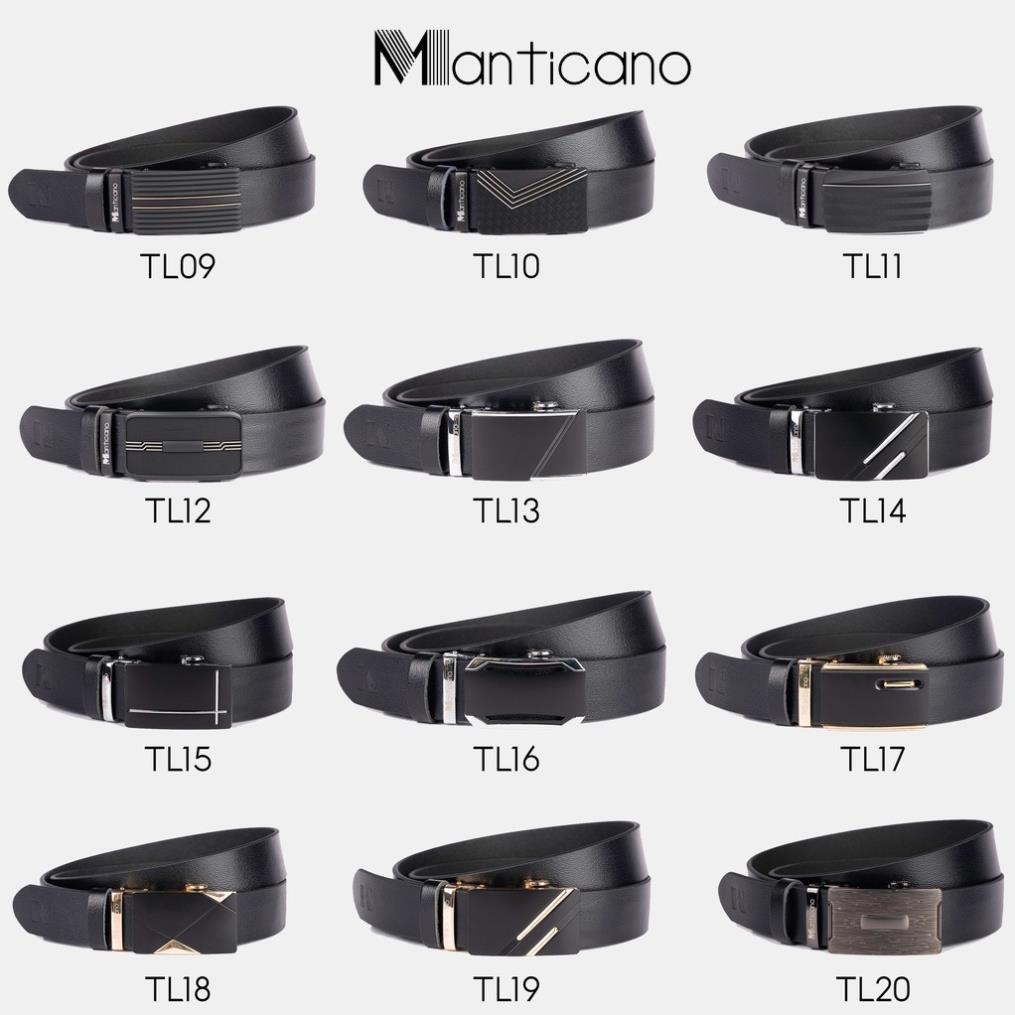Thắt lưng nam Manticano da bò, mặt bằng da khóa tự động TL09-14 *