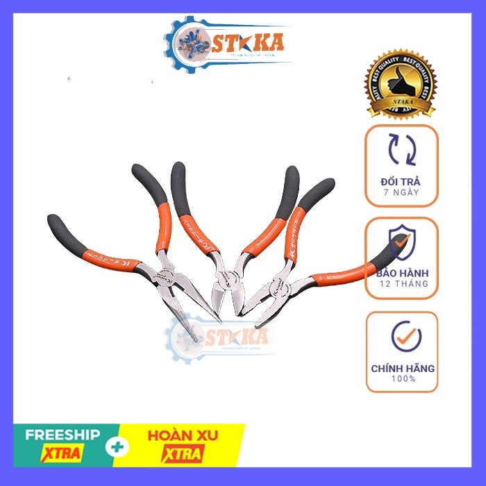 Bộ 3 Kìm Kapusi 5 inch, Hàng Nhập Nội Địa Nhật, Bao gồm ( kìm cắt, điện, nhọn)
