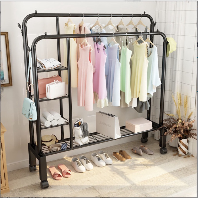 Giá Treo Quần Áo Khung Thép Cacbon Size Lớn Có Bánh Xe Di Chuyển Dễ Dàng