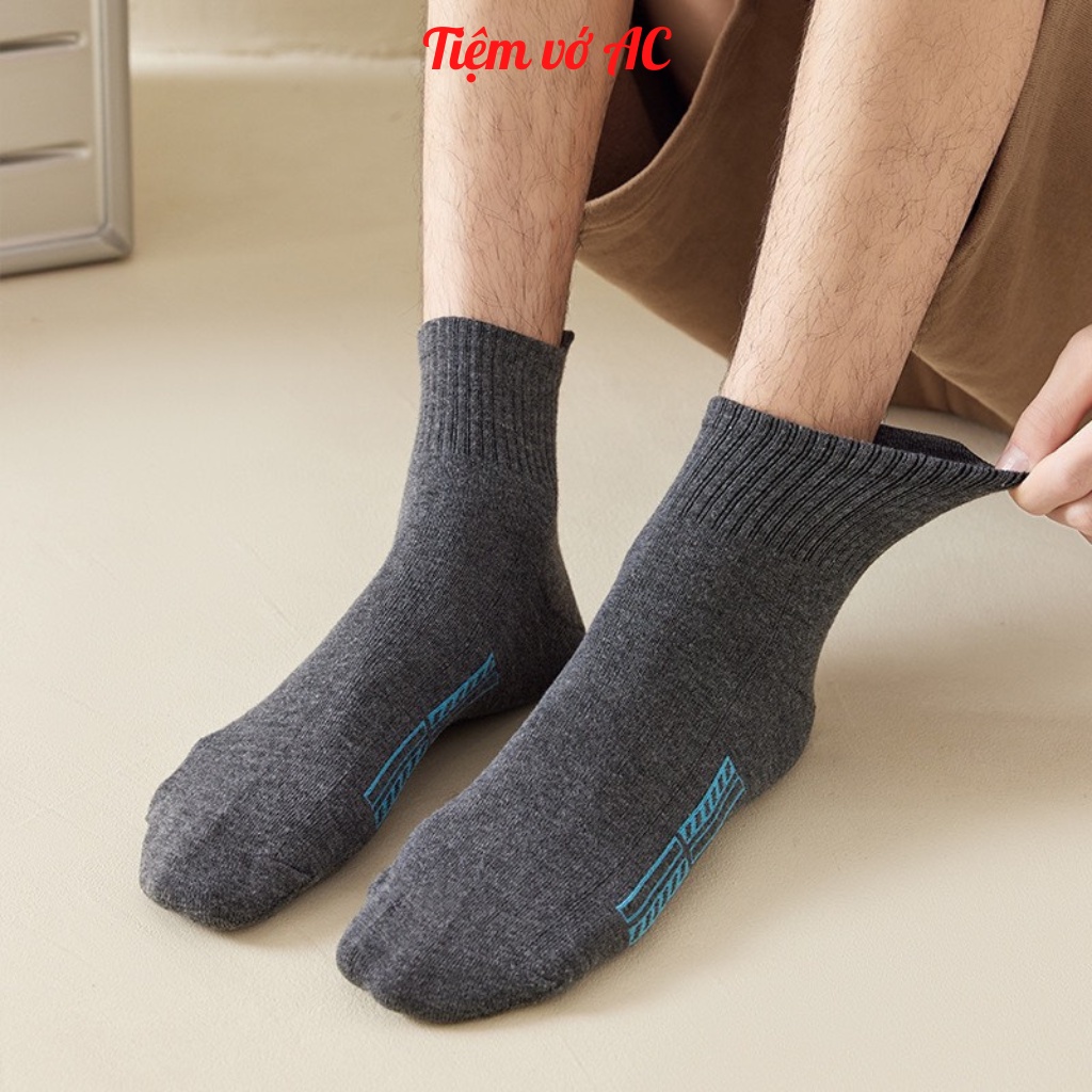 Tất nam cổ cao sét 10 đôi 5 màu tối co dãn 4 chiều thấm hút mồ hôi T115
