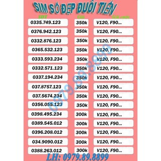 Sim số đẹp đuôi tiến