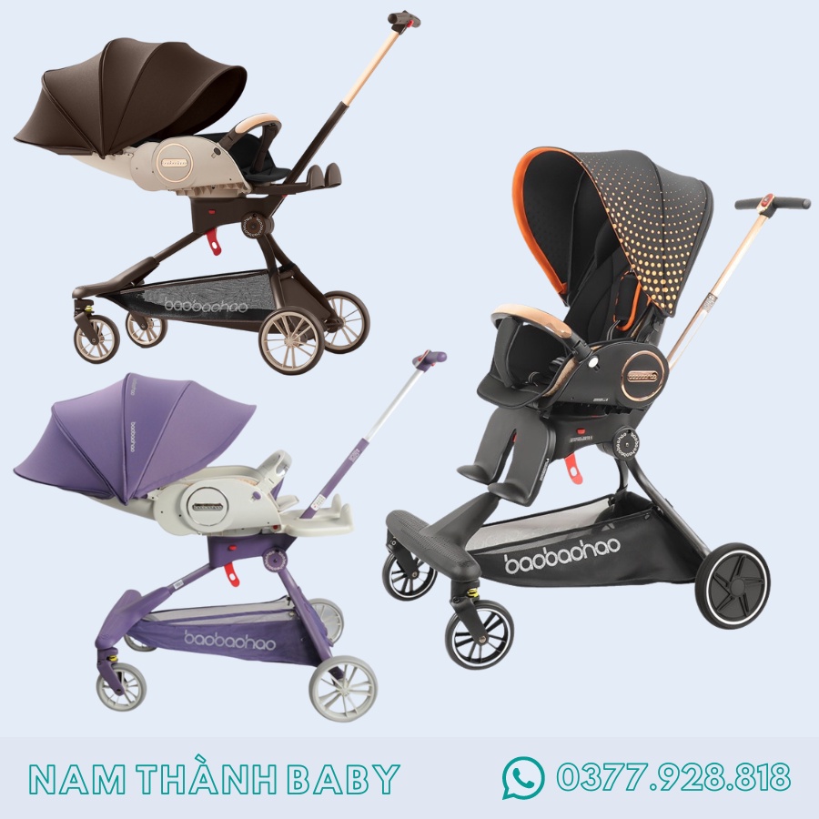 Xe Đẩy Baobaohao V9 Cho Bé Gấp Gọn 3 Tư Thế Nằm, Ngả, Ngồi Đẩy 2 Chiều Cho Trẻ Sơ Sinh Từ 0-5 Tuổi Bảo Hành 6 Tháng