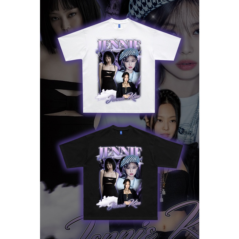 Áo Thun JENNIE v2 Vintage 100% Cotton Tay Lỡ Unisex - Đen/Trắng Cổ Tròn | Blackwork