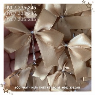 Khuyến Mãi - Nơ lụa Vàng Đồng để trang trí quà tặng, phụ kiện siêu xinh 6×7cm