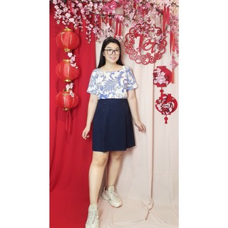 Bigsize công sở - Áo Cổ Vuông - Xanh Hoa