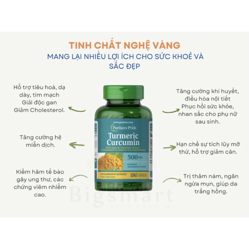 Chính hãng - Viên uống Tinh Nghệ Vàng Curcumin Puritan's Pride 500mg Của Mỹ