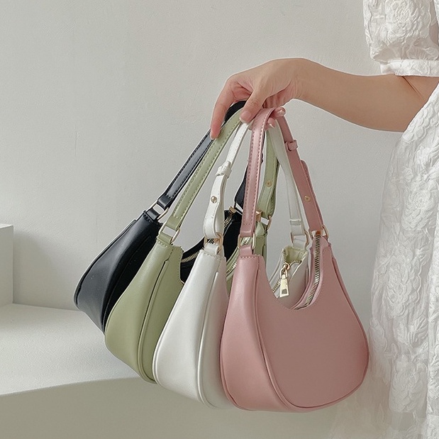 Mischa Túi Đeo Vai Da PU Mềm Màu Trơn Kiểu retro Đơn Giản