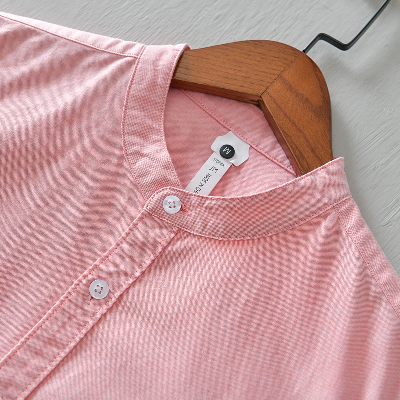 Áo Khoác Sơ Mi Oxford Tay Dài Cổ Đứng Cho Nam