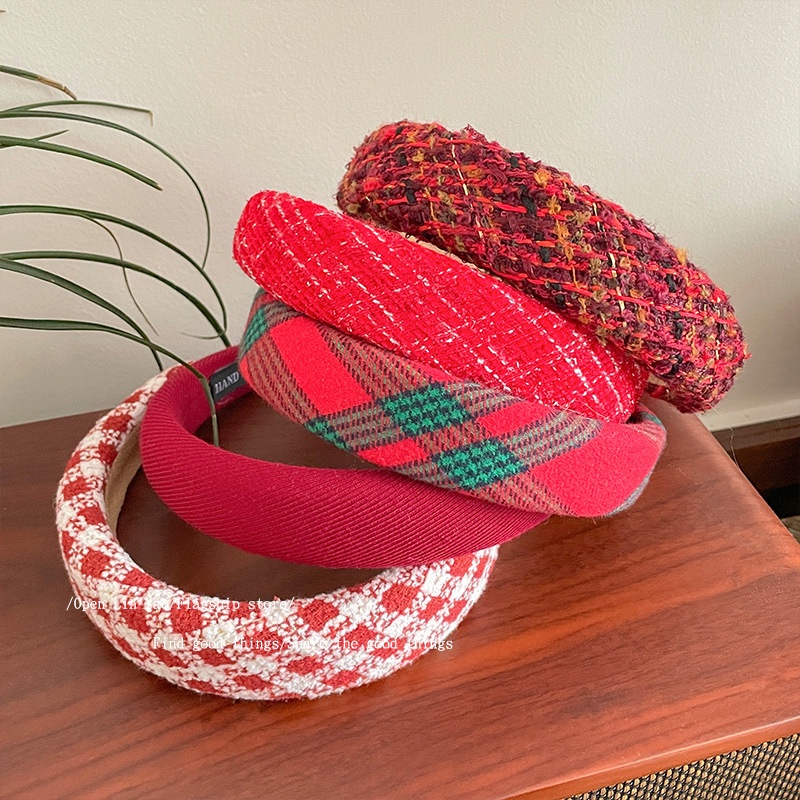 Băng Đô Cài Tóc Bằng Xốp Vành Rộng Màu Đỏ Thời Trang Cho Nữ