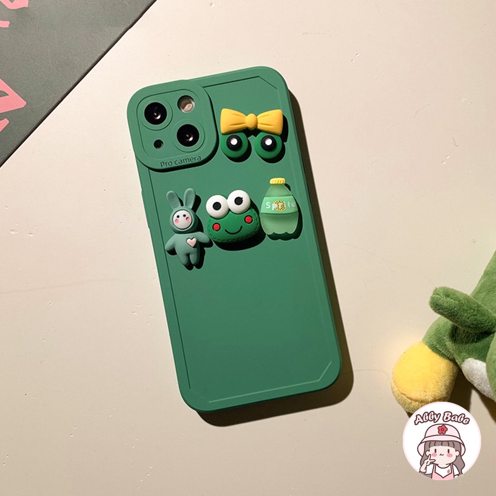 Ốp Điện Thoại TPU Mềm Chống Mồ Hôi Hình Chú Ếch Mắt To 3D Màu Xanh Bạc Hà IPhone 14 Pro Max 11 7Plus 13 12 11 Pro Max X XS