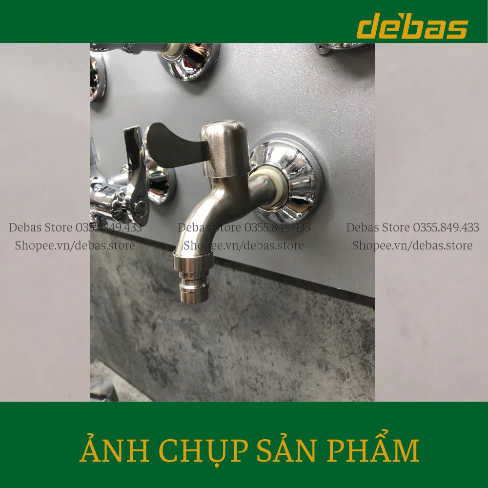 Vòi tay gạt inox 304 vòi máy giặt vòi hồ romine chính hãng Debas V518