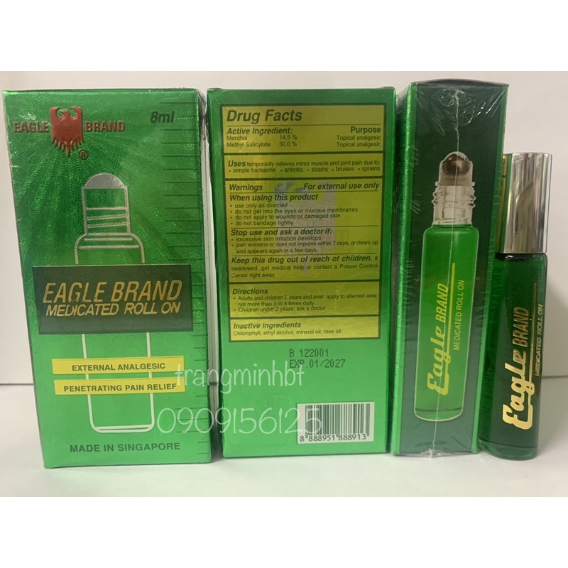 Dầu lăn con ó EAGLE BRAND 8ml, 12ml date 2025