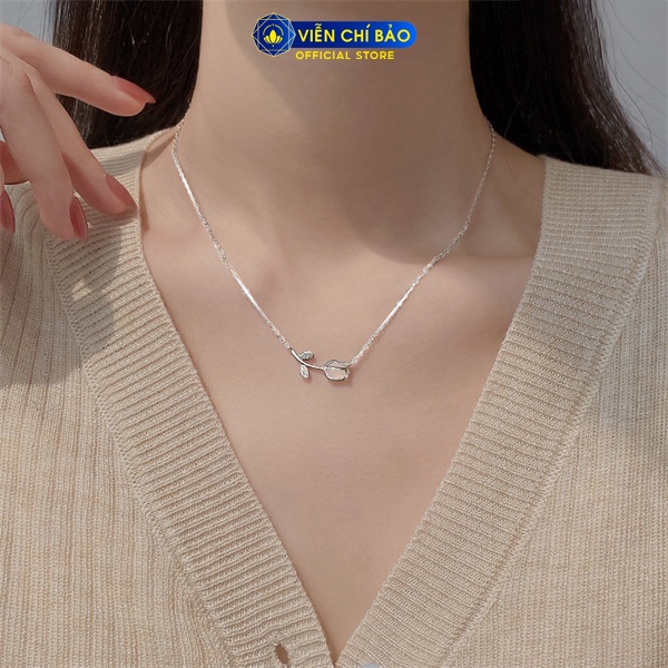 Dây chuyền bạc nữ hoa hồng NEW chất liệu bạc 925 thời trang phụ kiện trang sức Viễn Chí Bảo D000119