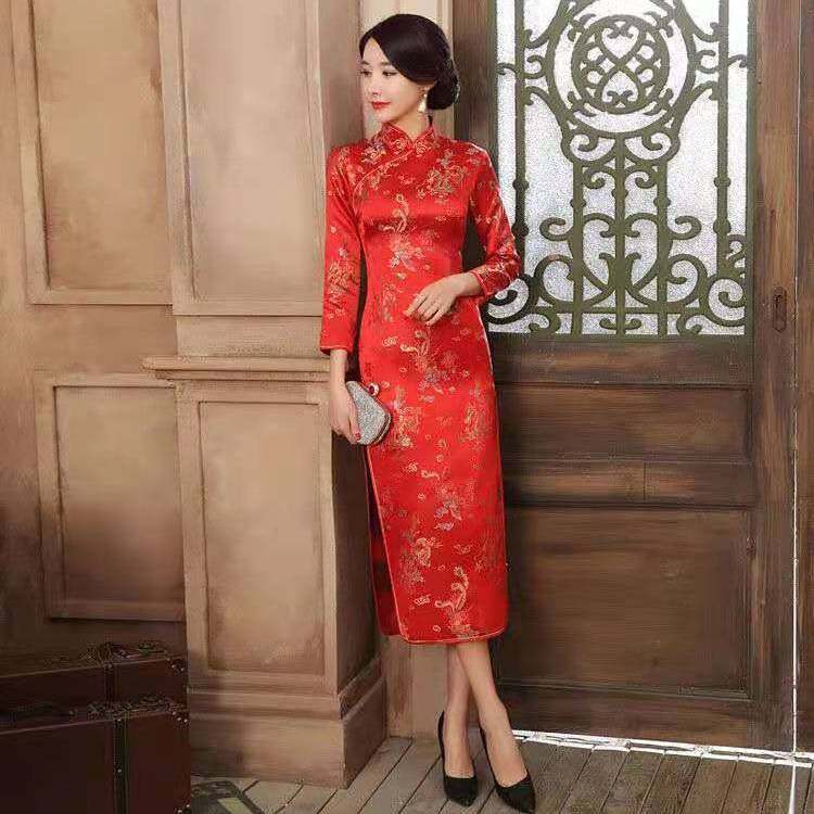 My AI Style Myaistyle váy đi đám cưới Đầm Sườn Xám Cách Tân Dáng Chữ a Tay Lửng Phong Cách Trung Hoa Thời Trang Xuân Hè Cho Nữ áo dài Beautiful Cái mới Hàn Quốc Korean Style FS781794-3 36Z230909