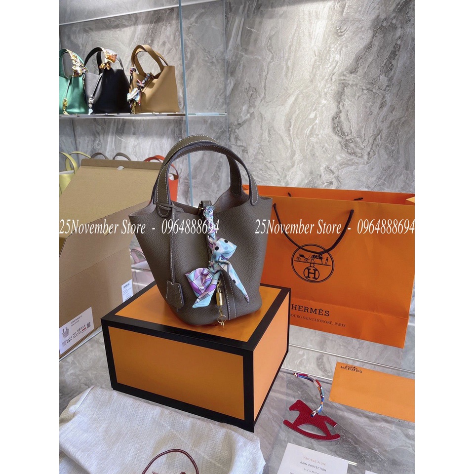 Túi Xách Her.mes Pi.cotin Size 18CM Full Màu NÂu