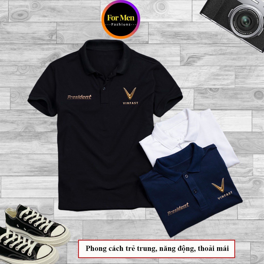 Áo polo vinfast president, áo thun polo in logo vinfast thun cá sấu co giản thấm hút cao cấp -BEE