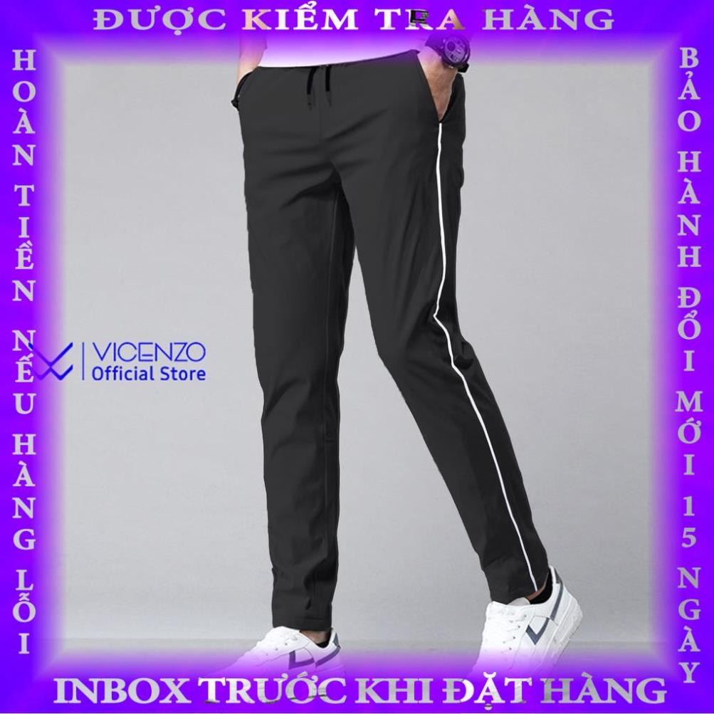 Quần Dài Nam Thu Đông Có Khóa Túi Cao Cấp VICENZO Dáng Đứng, Quần Dài Thể Thao Nam hanthien