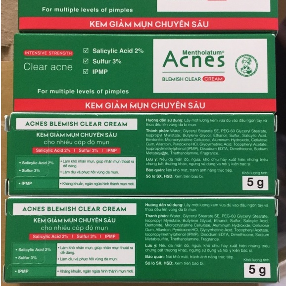 (mini 5g) Kem giảm mụn chuyên sâu Acnes Blemish Clear Cream