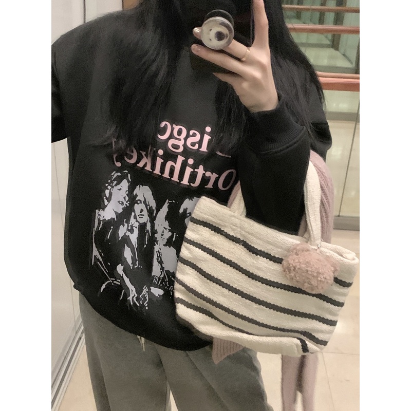 ZHELIHANGFEI Áo Thun Tay Dài Dáng Rộng Phong Cách Đường Phố Phương Tây