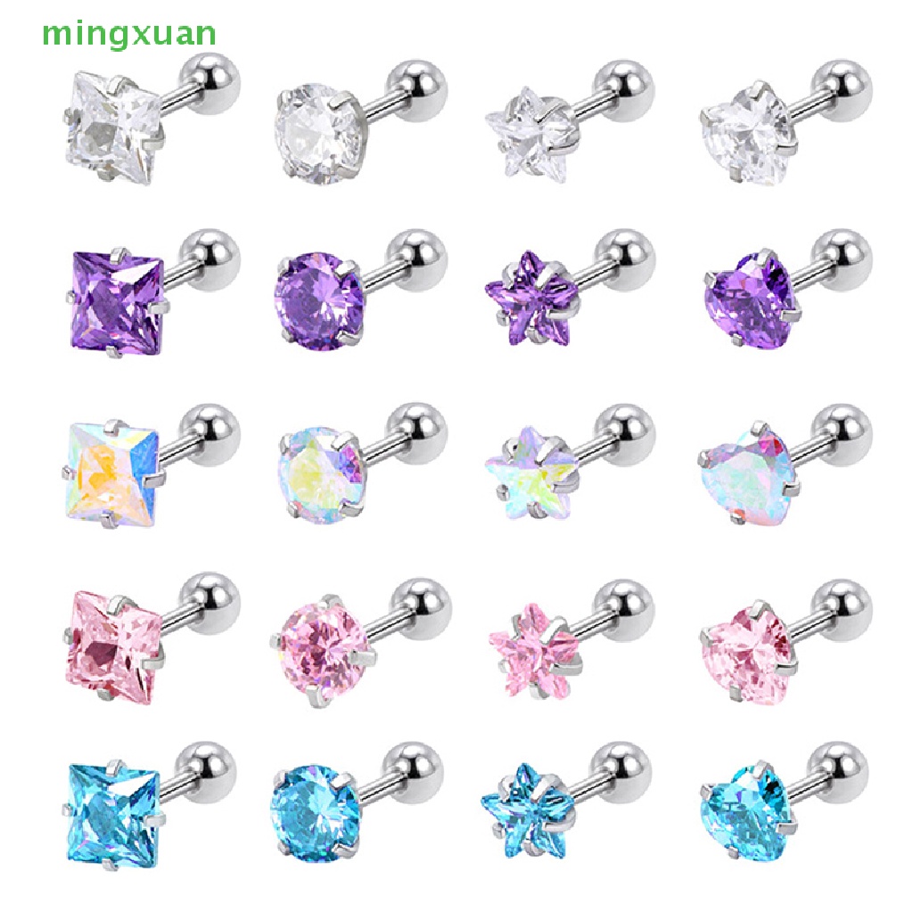 1 Đôi Khuyên Tai Bằng Thép Không Gỉ Đính Đá Zircon Thời Trang
