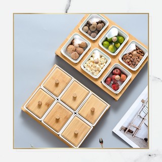 - khay mứt sứ tráng men 6 hũ cao cấp | khay bánh kẹo sứ cao cấp