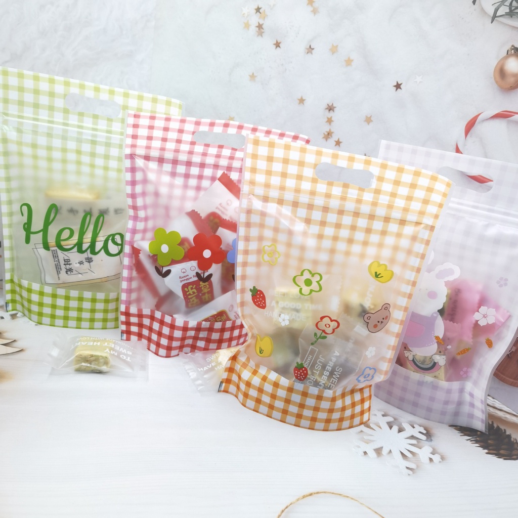 TD61B-Set 10 Túi ZIP Thần Tài đựng 200g-250G bánh cookies, kẹo nougat (15.5X25.5CM)