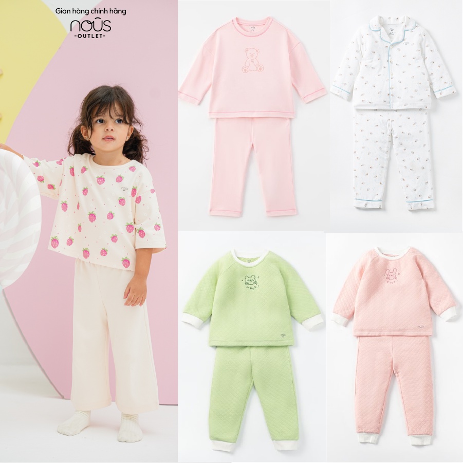 [Nous Kids 2022] Bộ quần áo Nous dài tay chần bông cho bé trai, bé gái (size 2-6 tuổi)