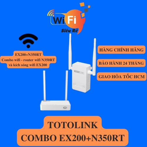 Combo wifi - router wifi N350RT và kích sóng wifi EX200 chuẩn N 300Mpbs hiệu Totolink chính hãng