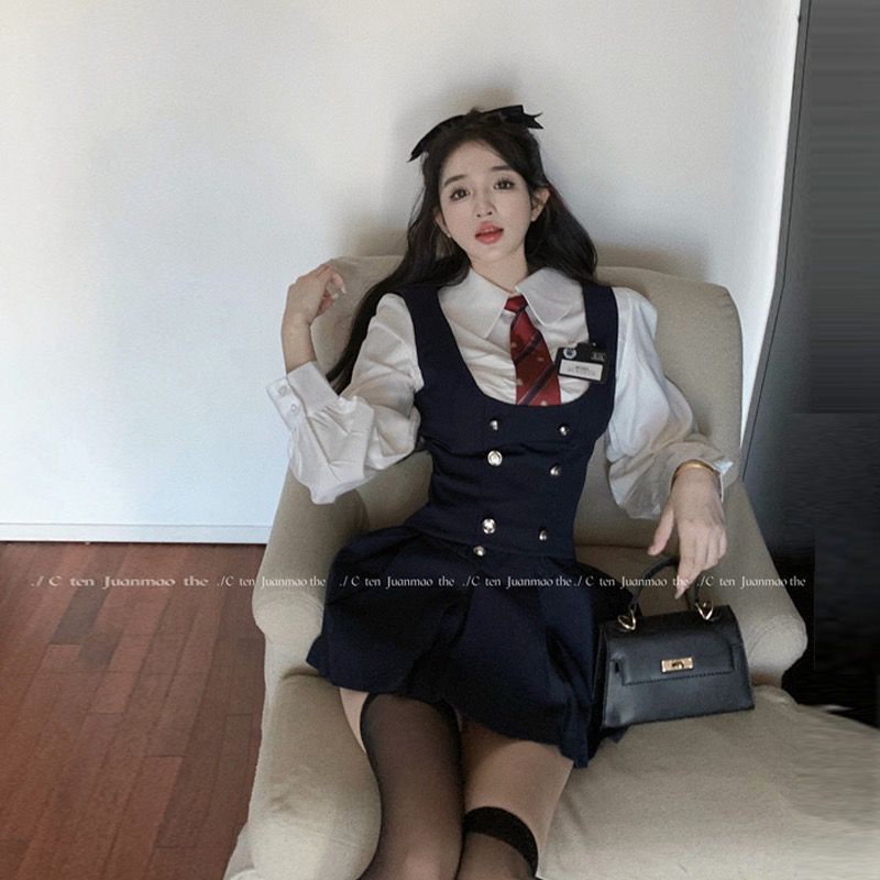Bộ Đầm + Áo Sơ Mi Xinh Xắn Dành Cho Bé Gái