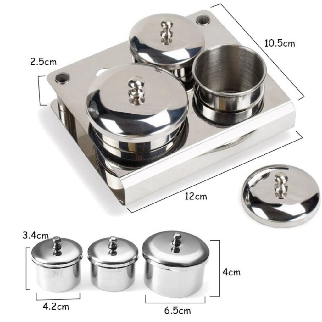 Khay hũ đựng lưu huỳnh làm móng nail bột, Bộ nồi inot đựng chứa lưu huỳnh đắp móng