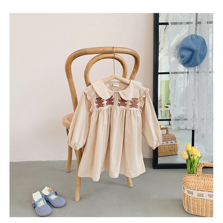 VÁY TRẺ EM VINTAGE HÀN QUỐC IN HÌNH GẤU