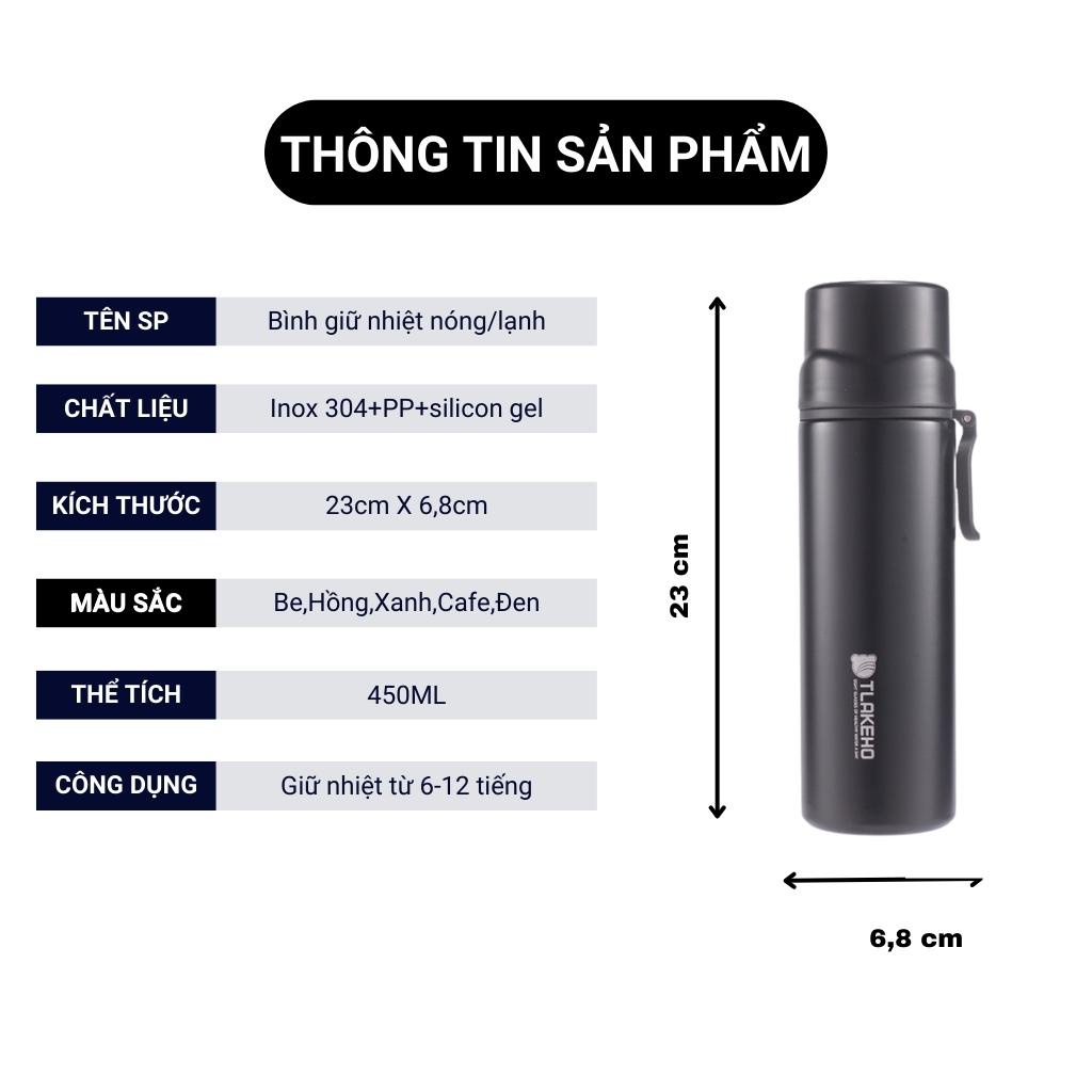 Bình giữ nhiệt PITI bình nước giữ nhiệt inox 304 tặng kèm ống hút phong cách thời trang