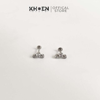 Khuyên 3 hạt đá cong - Titan - Khoen Store