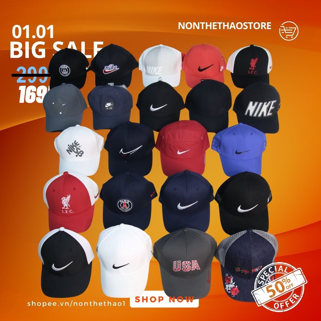 Nón kết logo thêu Ni.ke Golf, 100% chất cotton cao cấp, nón thể thao cho nam nữ Nón free size
