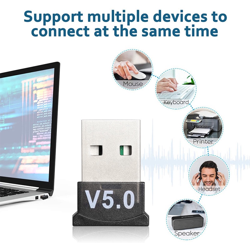 USB Bluetooth 5.0 cho PC Bộ Chuyển Đổi Bluetooth giúp máy tính bàn, máy tính cây, Laptop thu phát sóng bluetooth