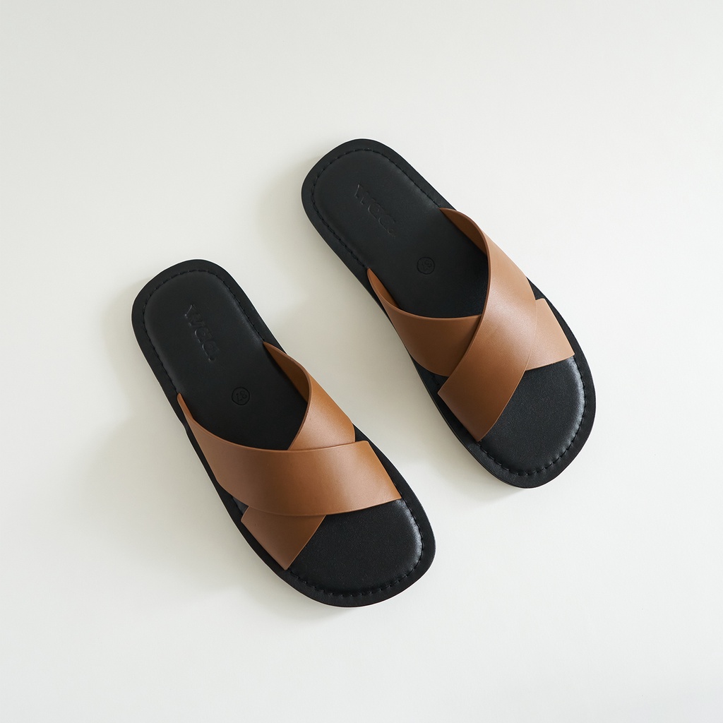CHÉO Sandals BROWN - Màu Nâu - Dép Da Quai Chéo Waa.