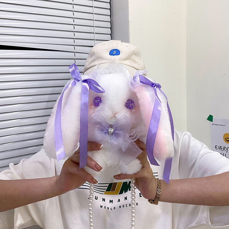 Babyfair. Túi Đeo Chéo Hình Thỏ Nhồi Bông Đính Nơ Phong Cách Lolita Dễ Thương Dành Cho Bé Gái