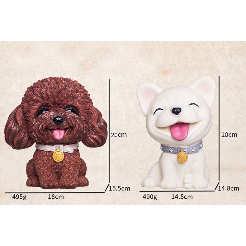 Ống Heo Tiết Kiệm Bằng Nhựa Resin Không Vỡ Hình Chú Chó Teddy Hoạt Hình Dễ Thương Dành Cho Trẻ Em