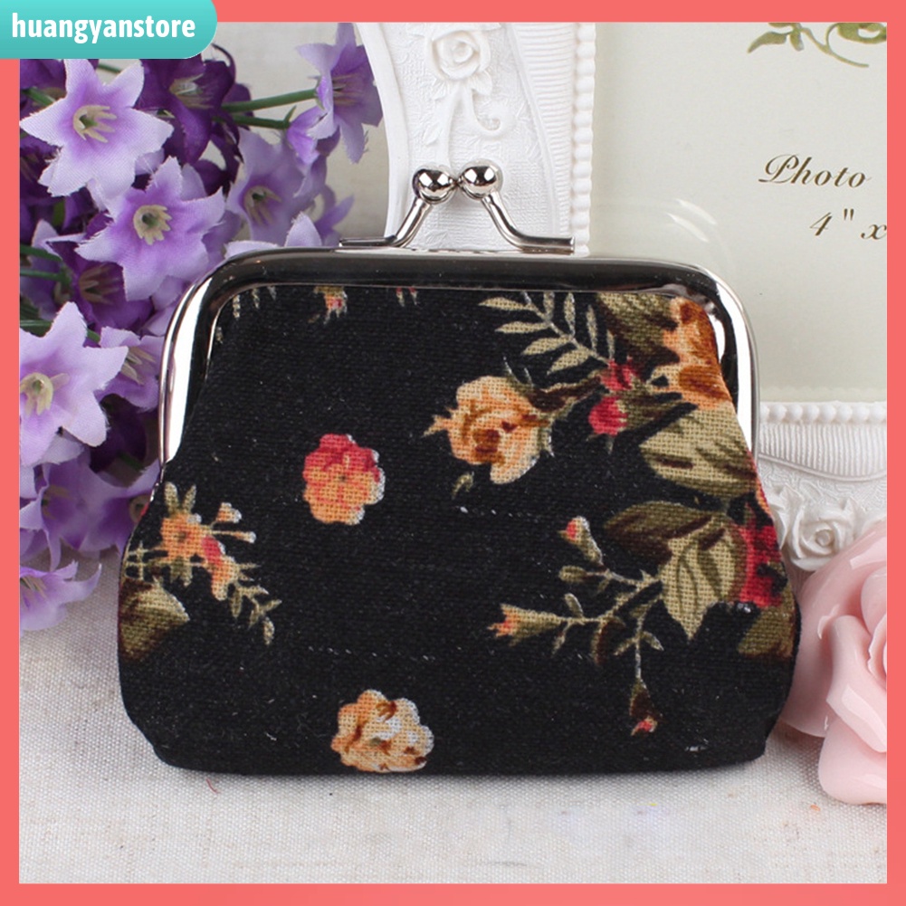 HY/ Ví Cầm Tay Khóa Cài Họa Tiết Hoa Vintage Cho Nữ