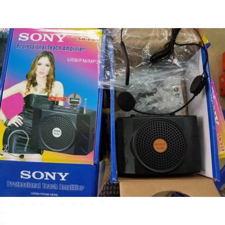 Máy Trợ Giảng  Loa Trợ Giảng Cho Giáo Viên Kèm Micro Đeo Tai Kết Nối RCA, Bluetooth, USB hiệu Sony SN-898...