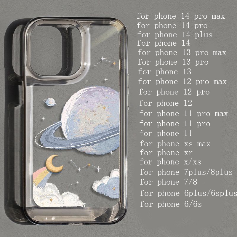 Ốp Điện Thoại TPU Mềm Trong Suốt Hình Hành Tinh Màu Tím Cho IPhone 14 Pro Max 11 13 12 Pro XS Max X XR 7 8 6 6S Plus
